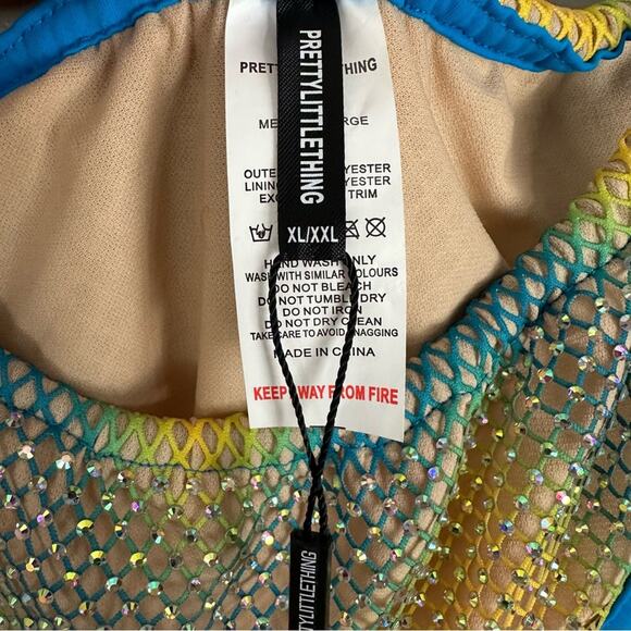 Pretty Little Thing Plus Turquoise Diamante Tie Side Bikini Bottoms XL/XXL - Picture 3 of 6